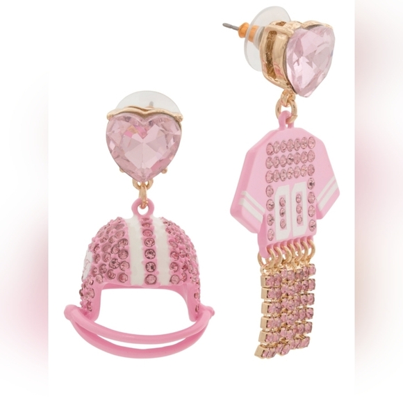 LAST 1 AVAILABLE: NWT Betsey Johnson Helmet/ Jersey Football Stud Earrings - Picture 1 of 2
